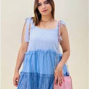 Mine Blue and White Striped Top